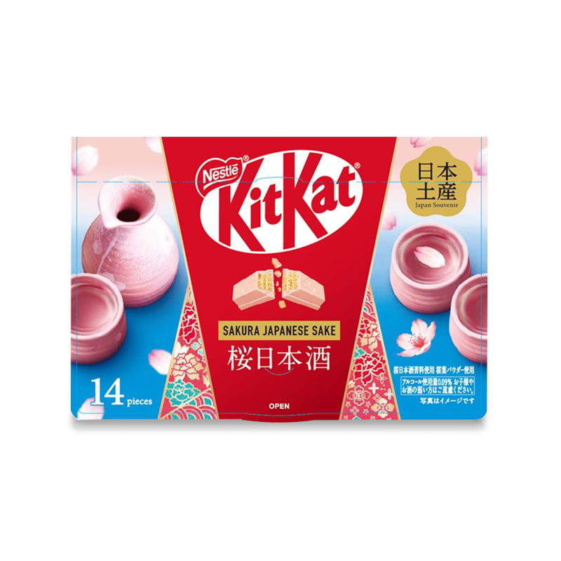 KitKat Japonais saveur sake au sakura, avec un packaging au design de fleurs de cerisiers