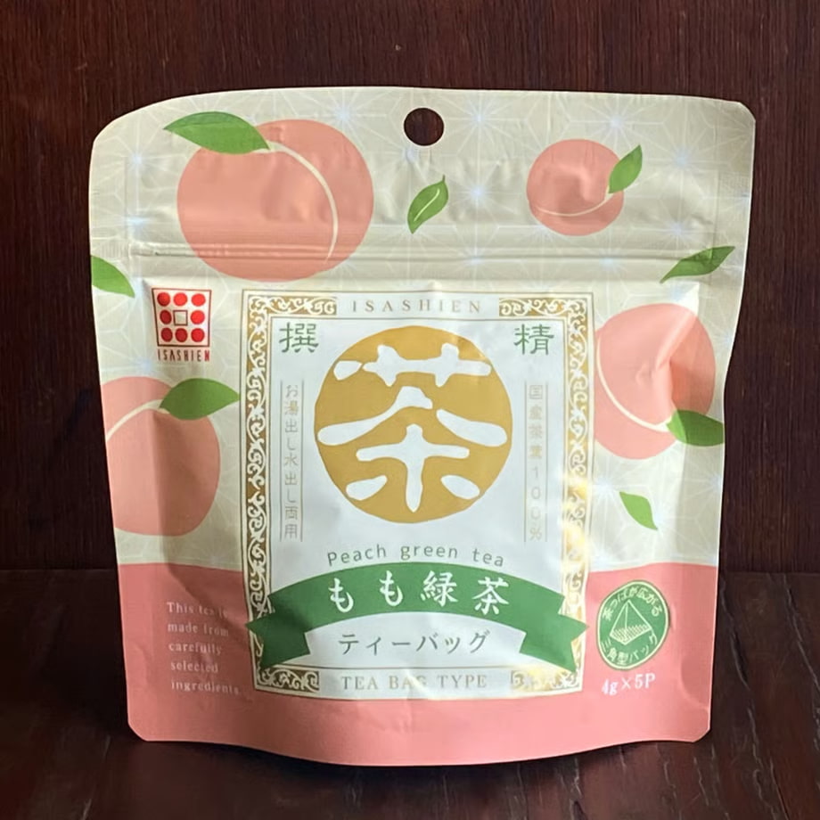 Thé vert japonais à la pêche Momo Ryokucha en sachets par Isashien